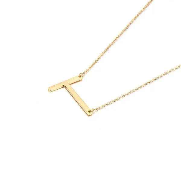 Fashionable Initial Pendant Chain Necklace Stainless Steel
