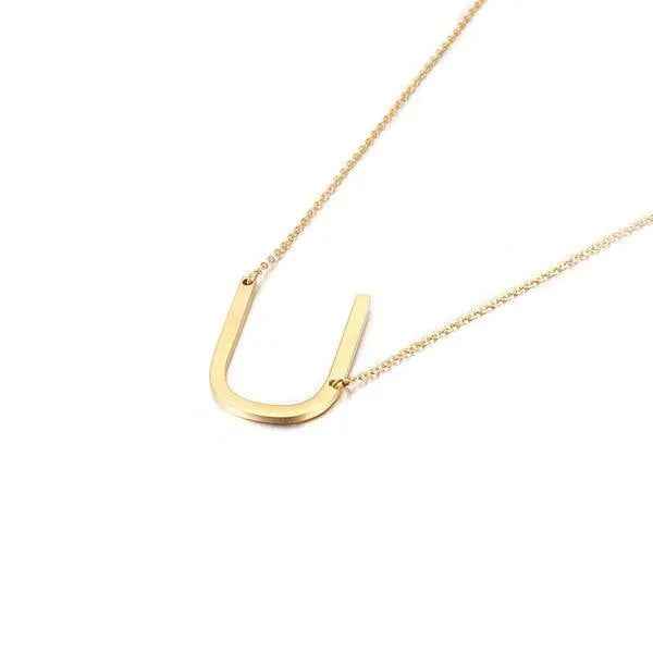 Fashionable Initial Pendant Chain Necklace Stainless Steel