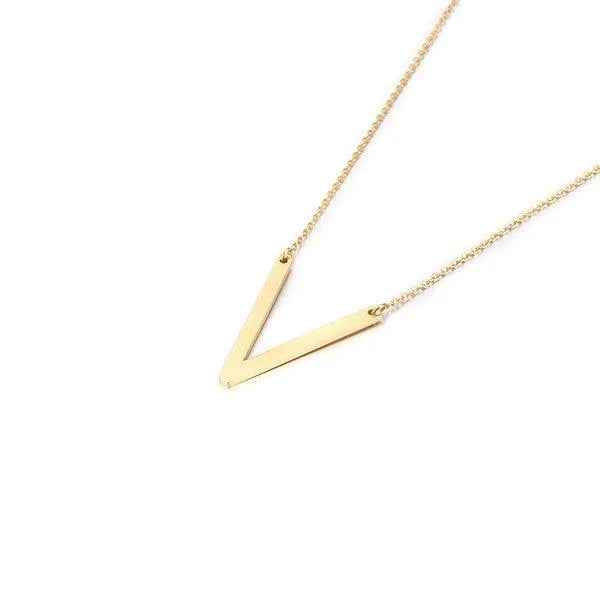 Fashionable Initial Pendant Chain Necklace Stainless Steel