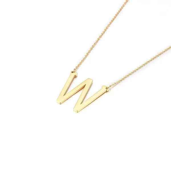 Fashionable Initial Pendant Chain Necklace Stainless Steel