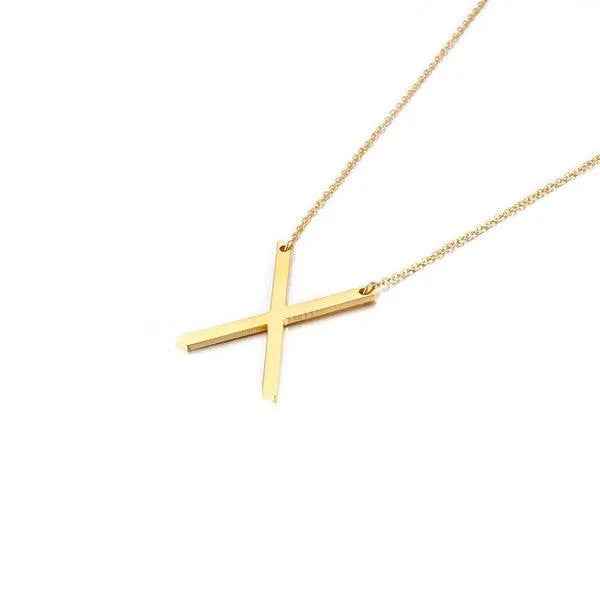 Fashionable Initial Pendant Chain Necklace Stainless Steel