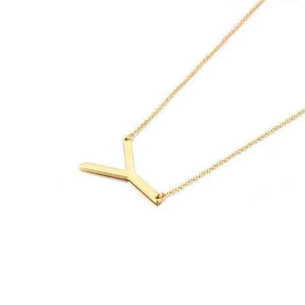 Fashionable Initial Pendant Chain Necklace Stainless Steel