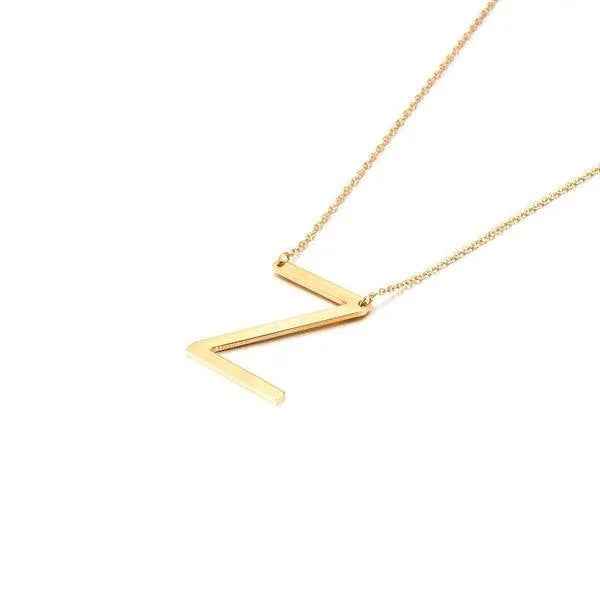 Fashionable Initial Pendant Chain Necklace Stainless Steel