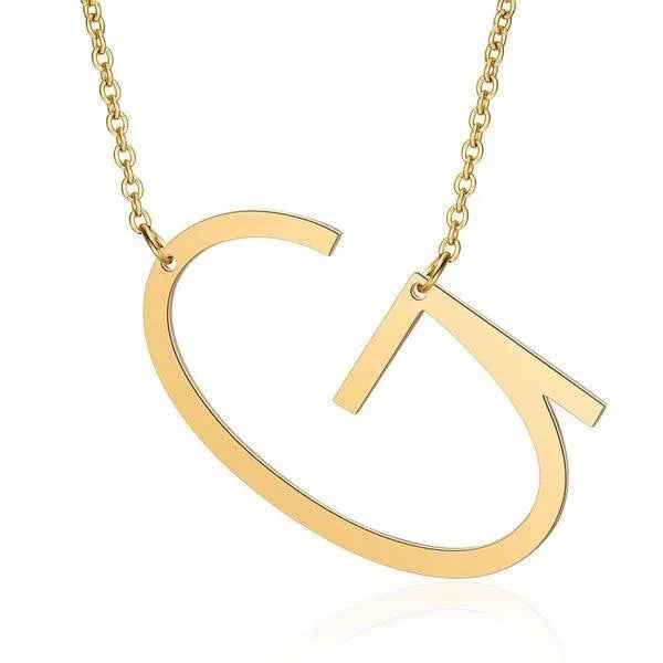 Fashionable Initial Pendant Chain Necklace Stainless Steel