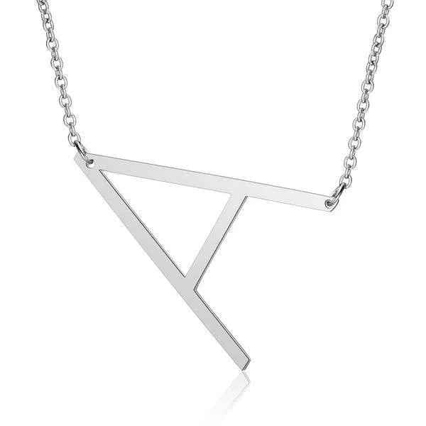 Fashionable Initial Pendant Chain Necklace Stainless Steel