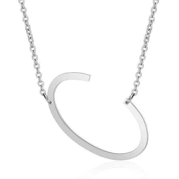 Fashionable Initial Pendant Chain Necklace Stainless Steel