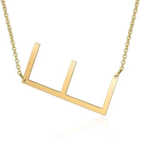 Fashionable Initial Pendant Chain Necklace Stainless Steel