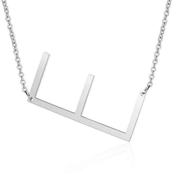Fashionable Initial Pendant Chain Necklace Stainless Steel