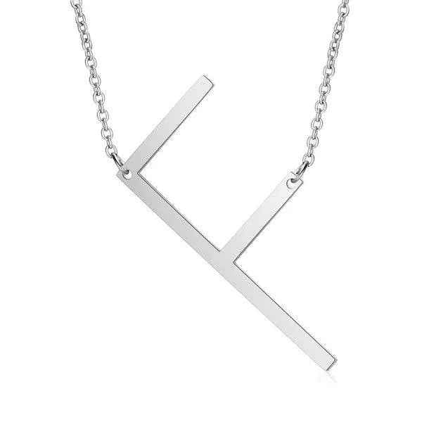 Fashionable Initial Pendant Chain Necklace Stainless Steel