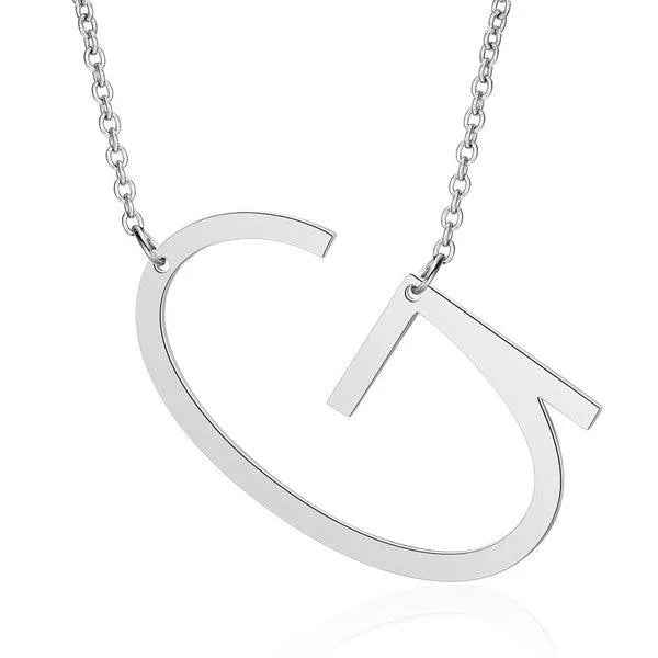 Fashionable Initial Pendant Chain Necklace Stainless Steel