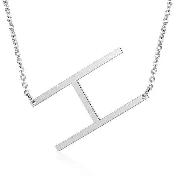 Fashionable Initial Pendant Chain Necklace Stainless Steel