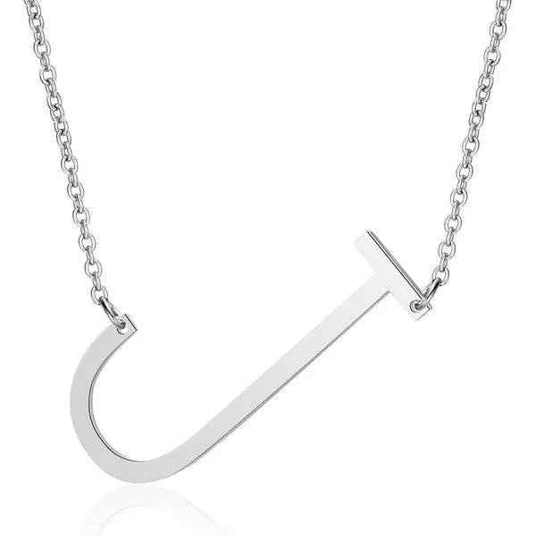 Fashionable Initial Pendant Chain Necklace Stainless Steel