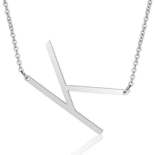 Fashionable Initial Pendant Chain Necklace Stainless Steel