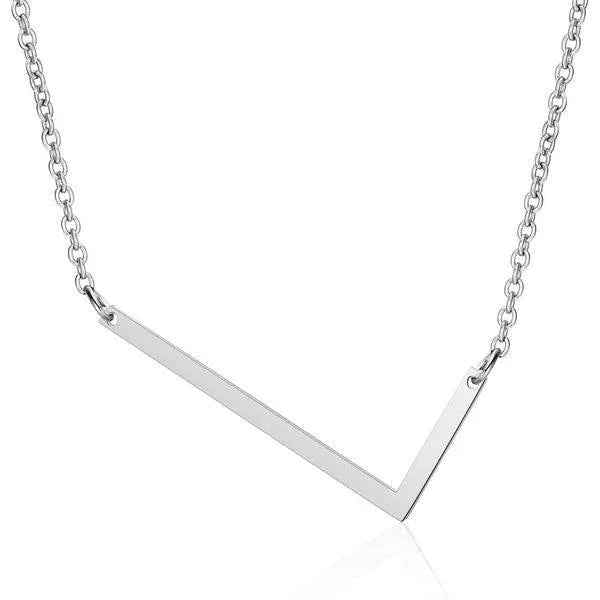 Fashionable Initial Pendant Chain Necklace Stainless Steel