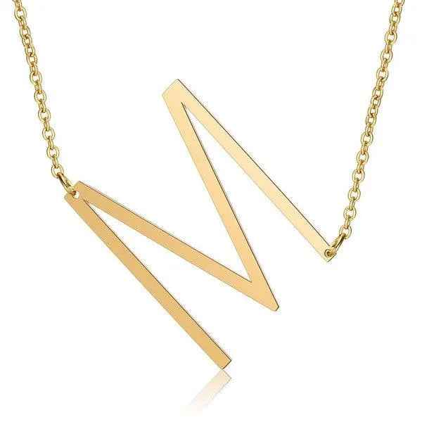 Fashionable Initial Pendant Chain Necklace Stainless Steel