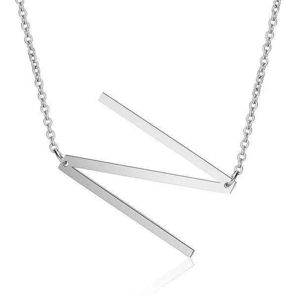 Fashionable Initial Pendant Chain Necklace Stainless Steel