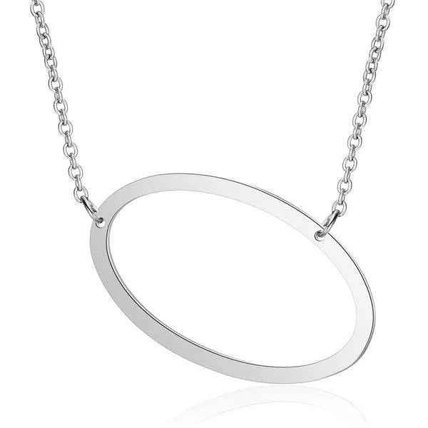 Fashionable Initial Pendant Chain Necklace Stainless Steel