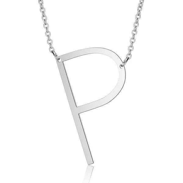 Fashionable Initial Pendant Chain Necklace Stainless Steel