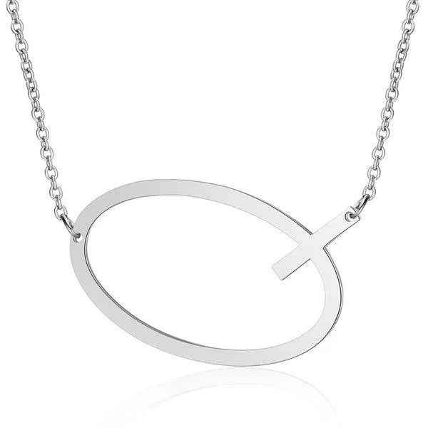 Fashionable Initial Pendant Chain Necklace Stainless Steel