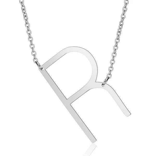 Fashionable Initial Pendant Chain Necklace Stainless Steel