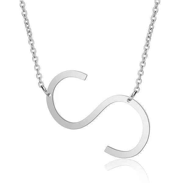 Fashionable Initial Pendant Chain Necklace Stainless Steel