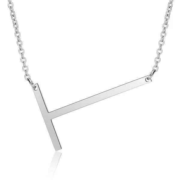 Fashionable Initial Pendant Chain Necklace Stainless Steel