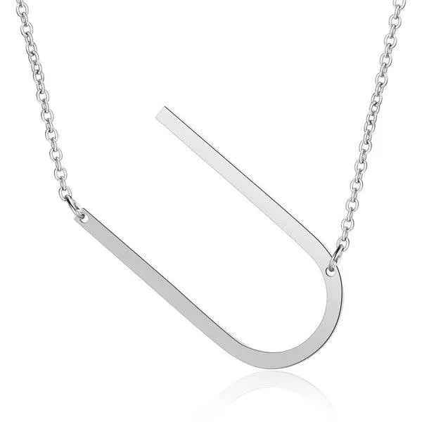 Fashionable Initial Pendant Chain Necklace Stainless Steel