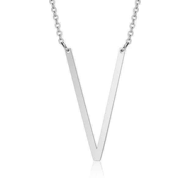 Fashionable Initial Pendant Chain Necklace Stainless Steel