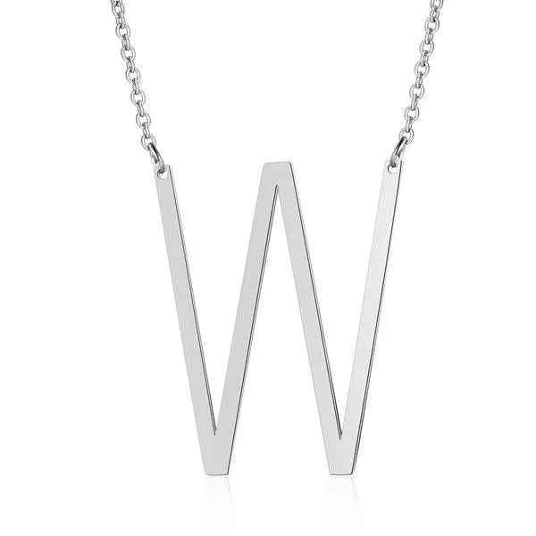 Fashionable Initial Pendant Chain Necklace Stainless Steel