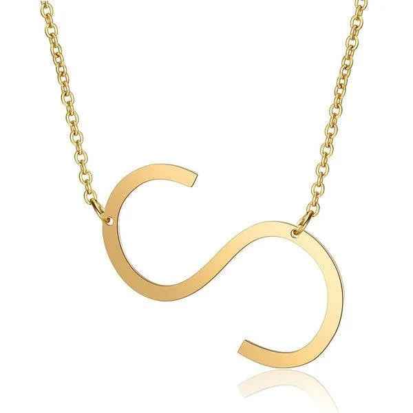 Fashionable Initial Pendant Chain Necklace Stainless Steel