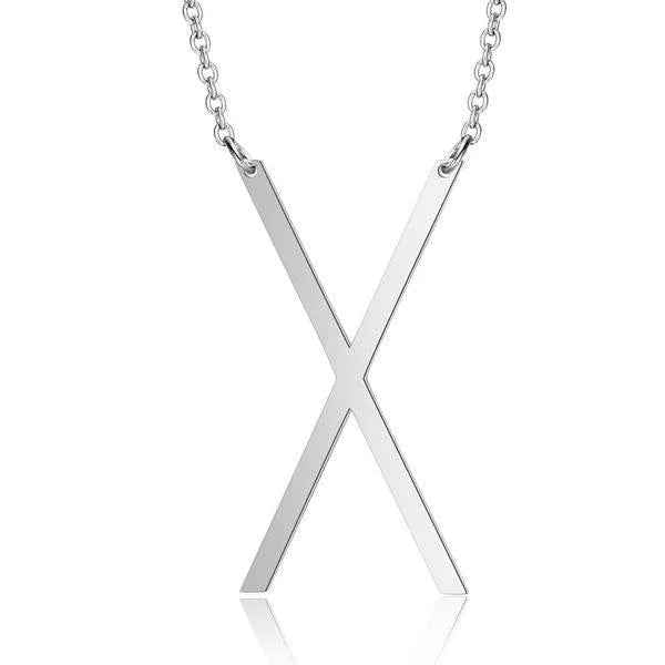 Fashionable Initial Pendant Chain Necklace Stainless Steel
