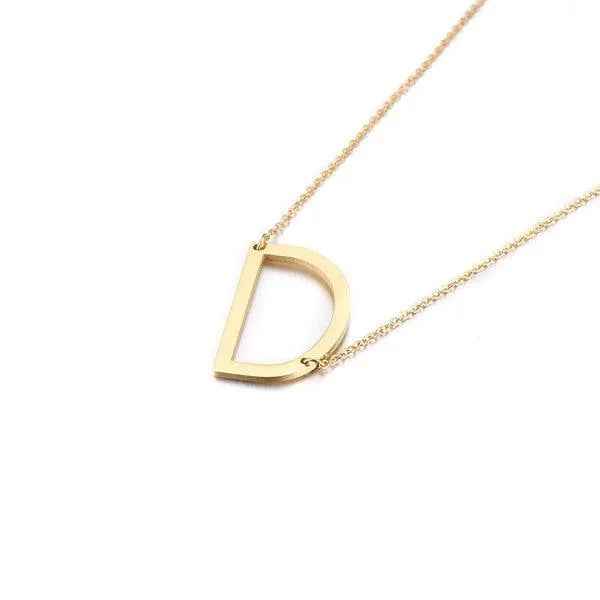 Fashionable Initial Pendant Chain Necklace Stainless Steel