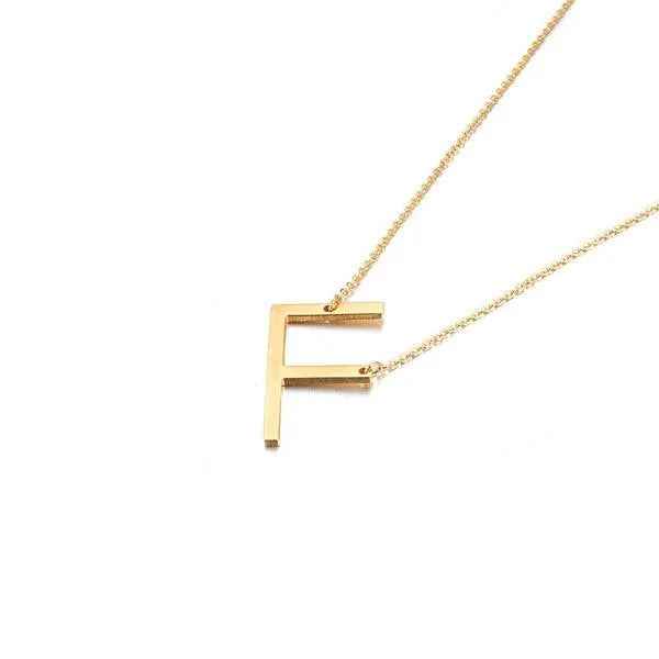 Fashionable Initial Pendant Chain Necklace Stainless Steel