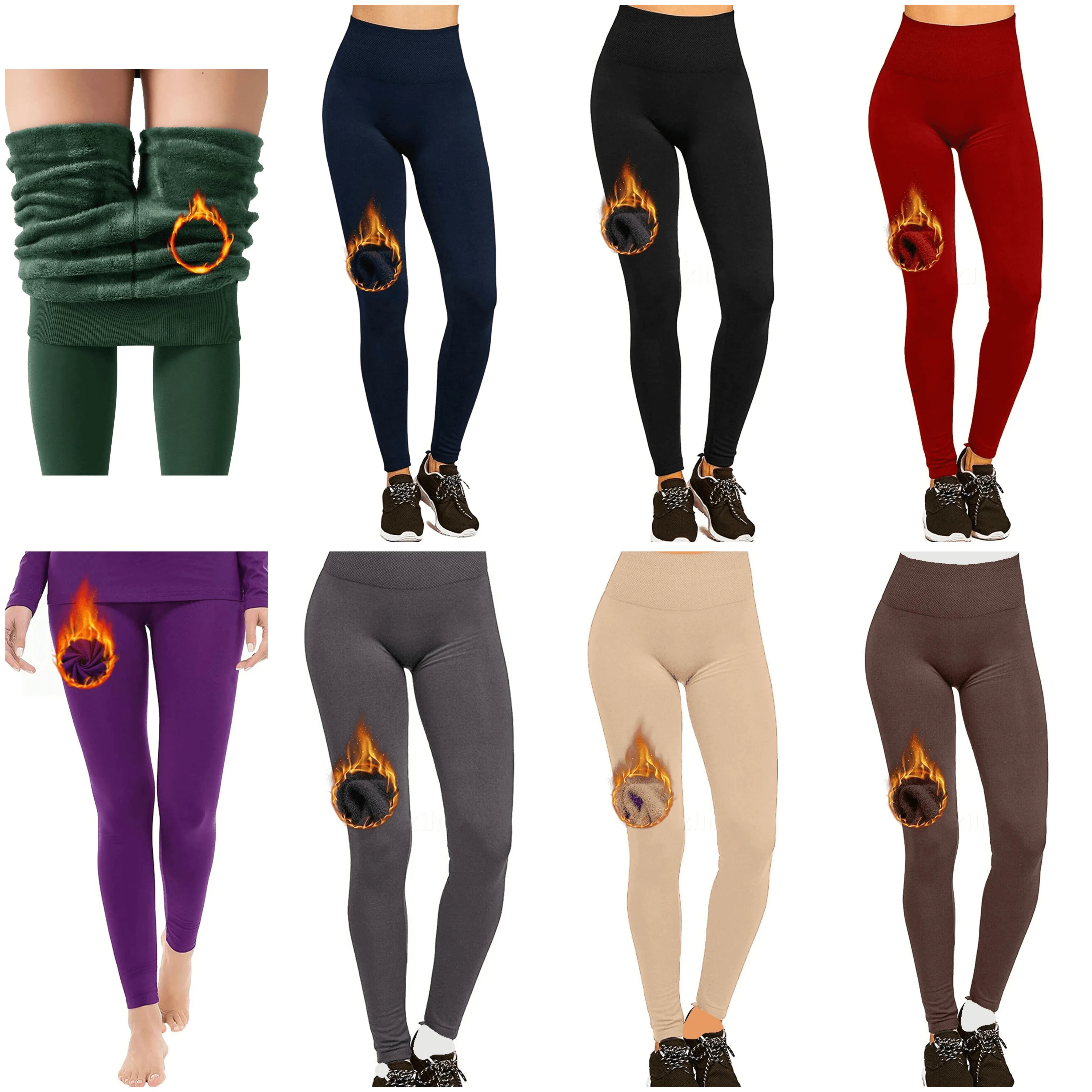 Hot! Women’s Extra Fleece Leggings High Waist Soft Stretchy Warm Leggings Regular (One Size) 220G Fleece - PremiumBrandGoods