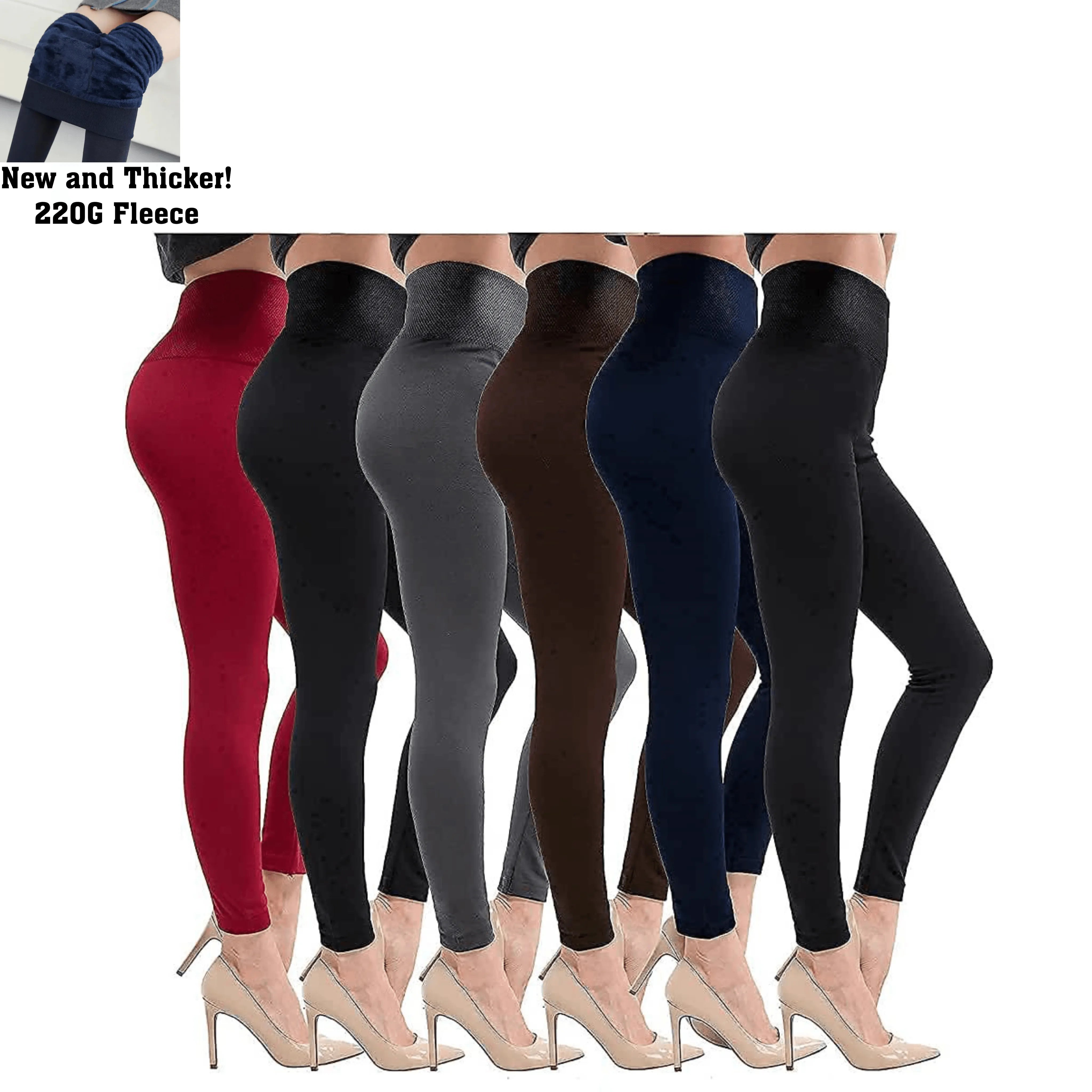 Hot! Women’s Extra Fleece Leggings High Waist Soft Stretchy Warm Leggings Regular (One Size) 220G Fleece - PremiumBrandGoods