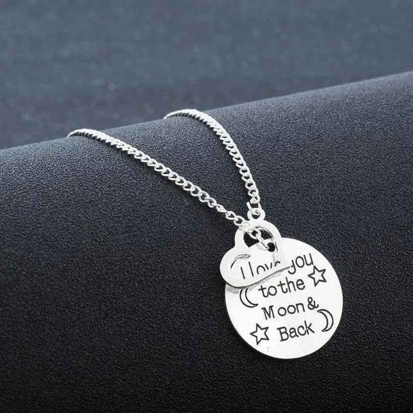 I Love You To Moon and back Love Heart Necklace