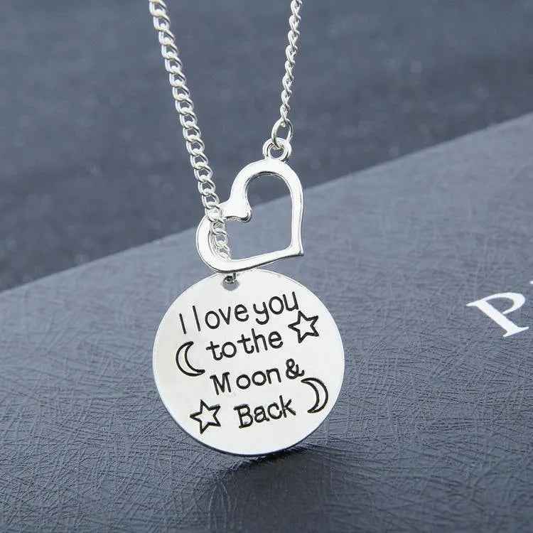 I Love You To Moon and back Love Heart Necklace