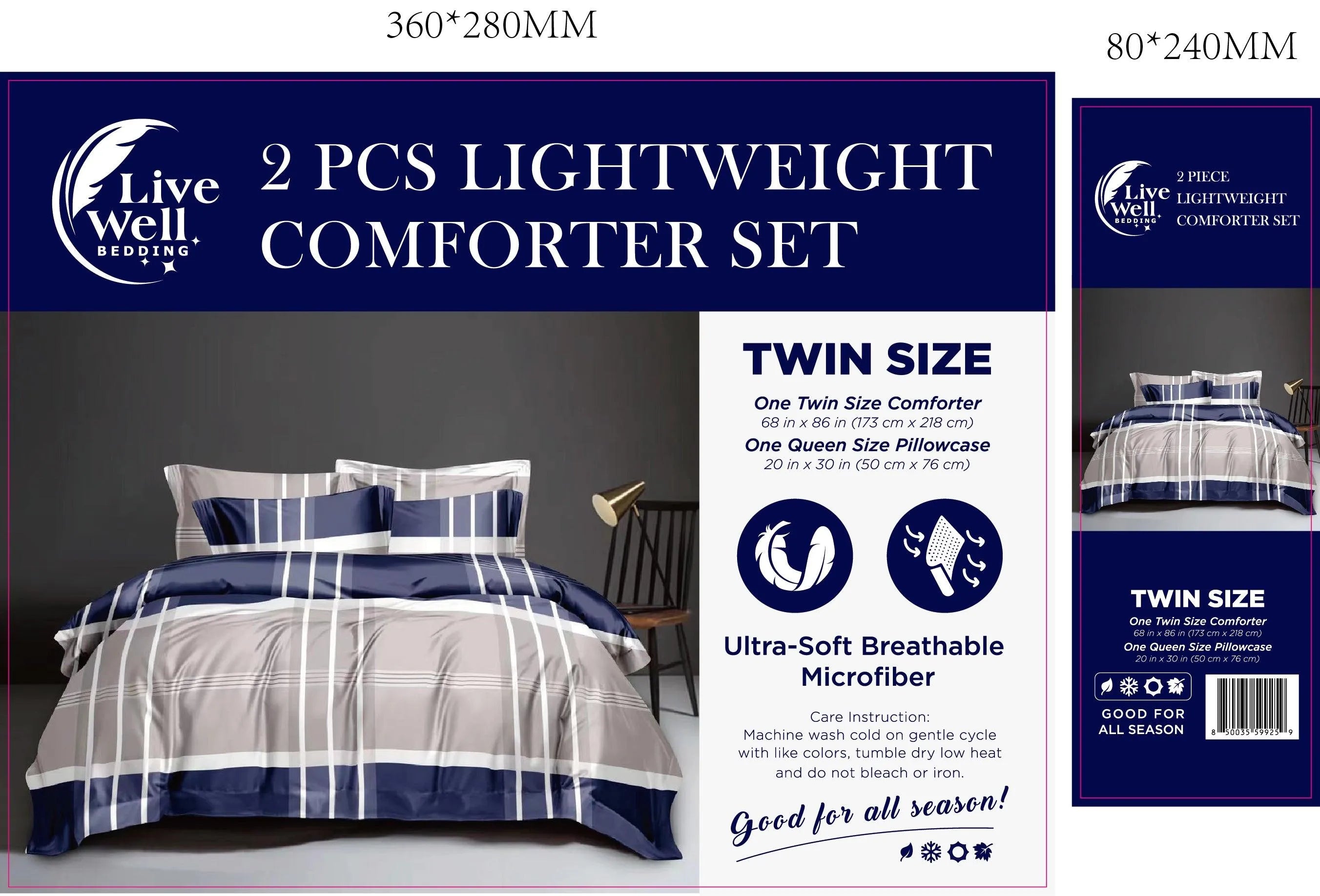LiveWell Bedding 3 Piece Lightweight Comforter Set (6 Styles) - PremiumBrandGoods