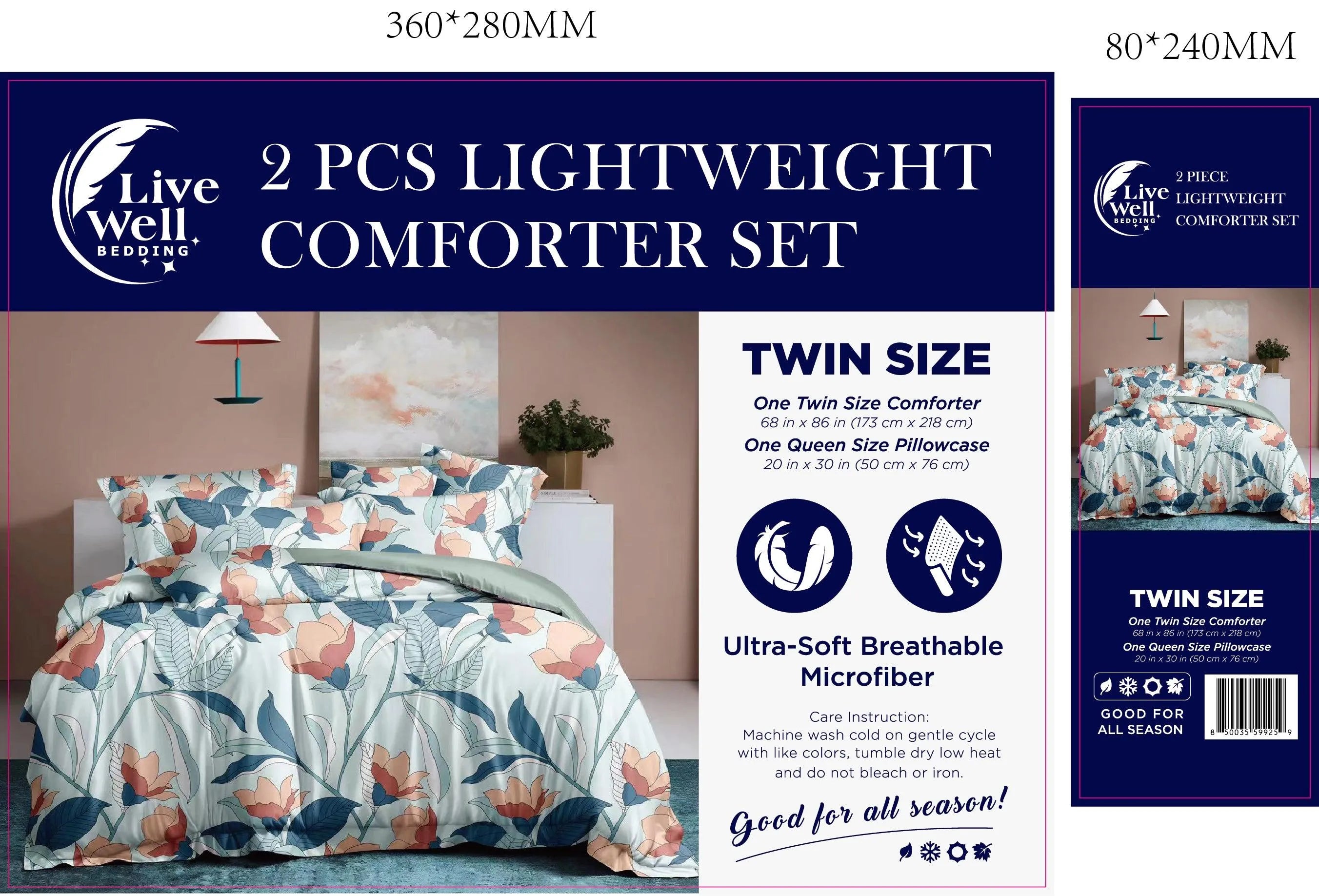 LiveWell Bedding 3 Piece Lightweight Comforter Set (6 Styles) - PremiumBrandGoods