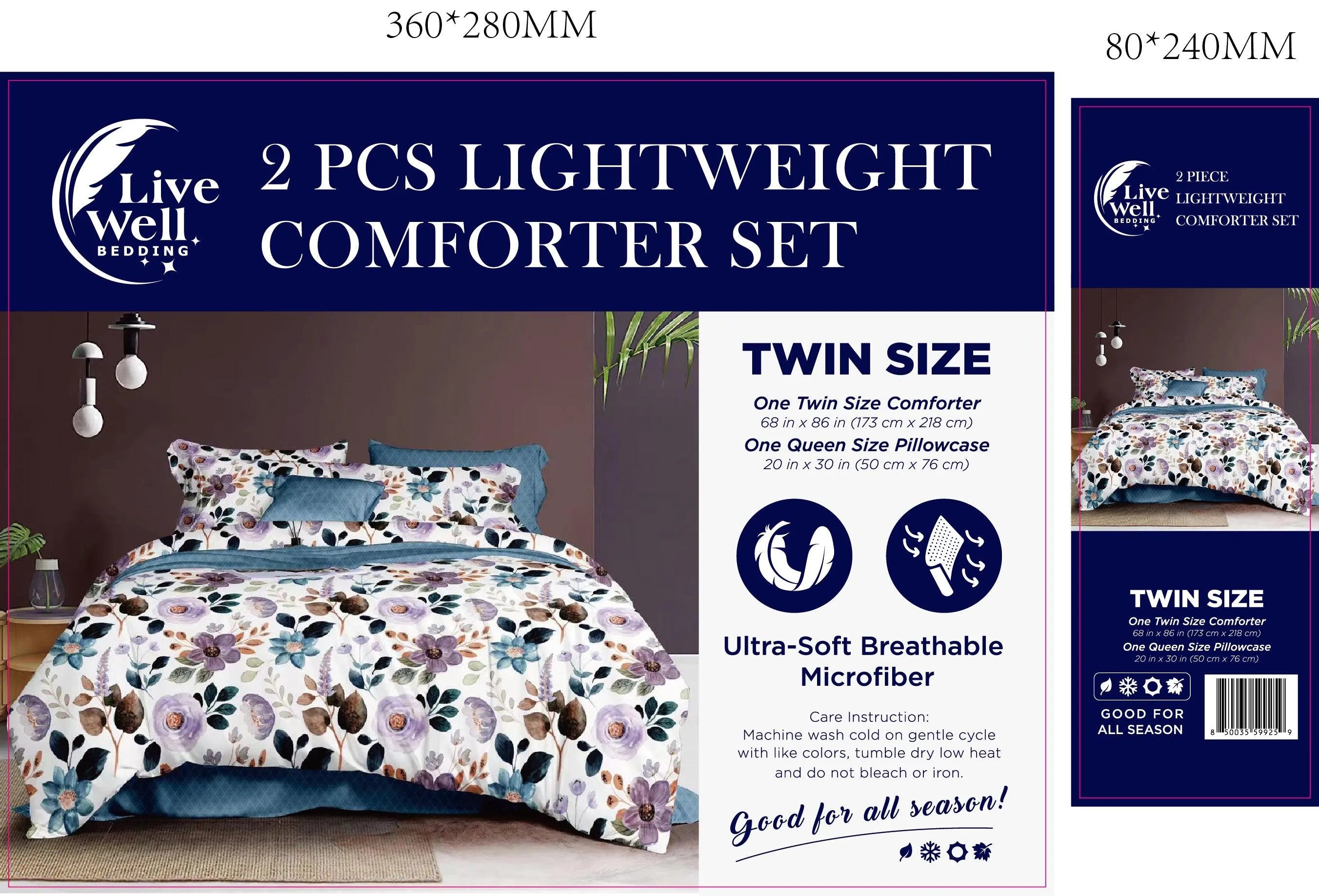 LiveWell Bedding 3 Piece Lightweight Comforter Set (6 Styles) - PremiumBrandGoods