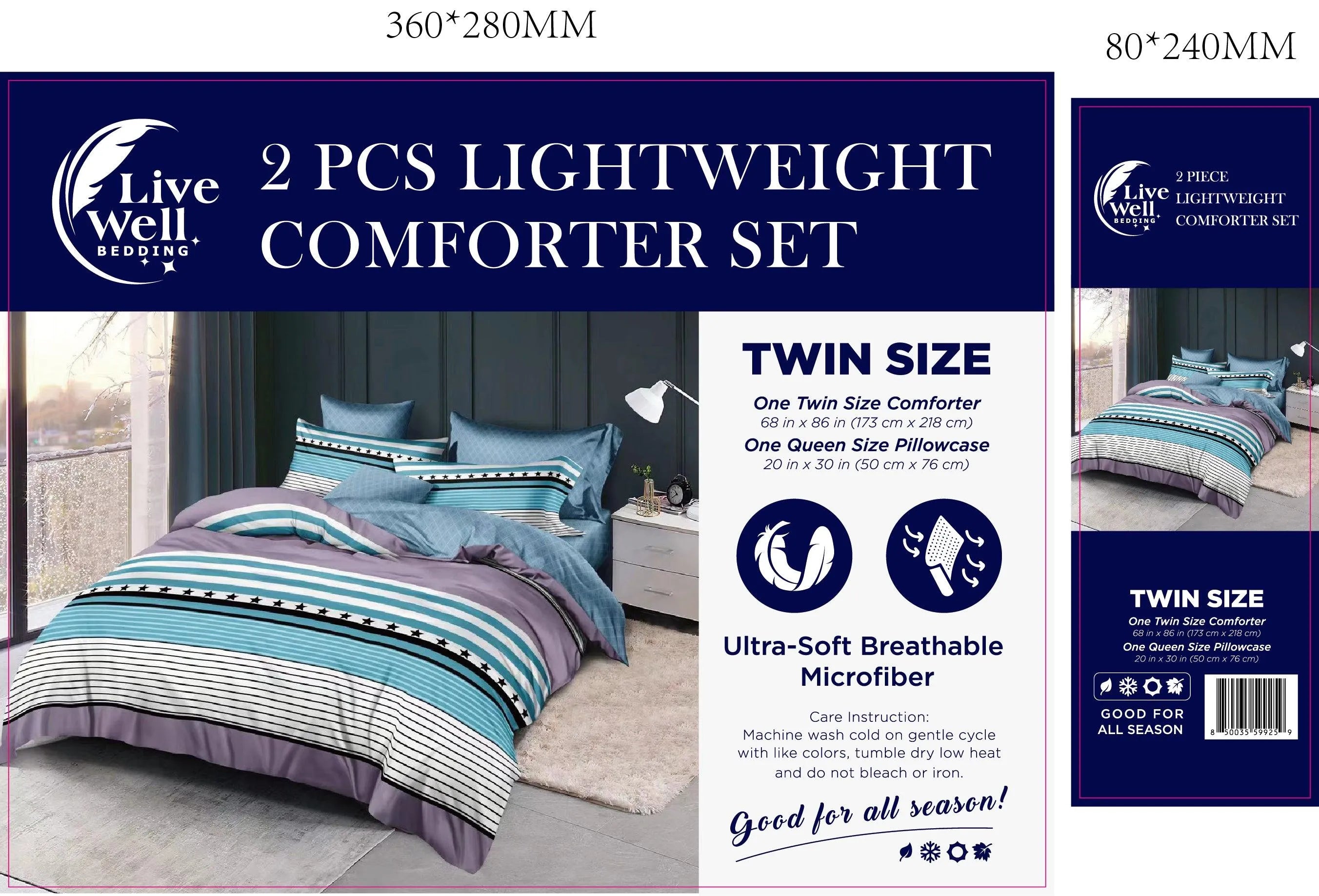 LiveWell Bedding 3 Piece Lightweight Comforter Set (6 Styles) - PremiumBrandGoods