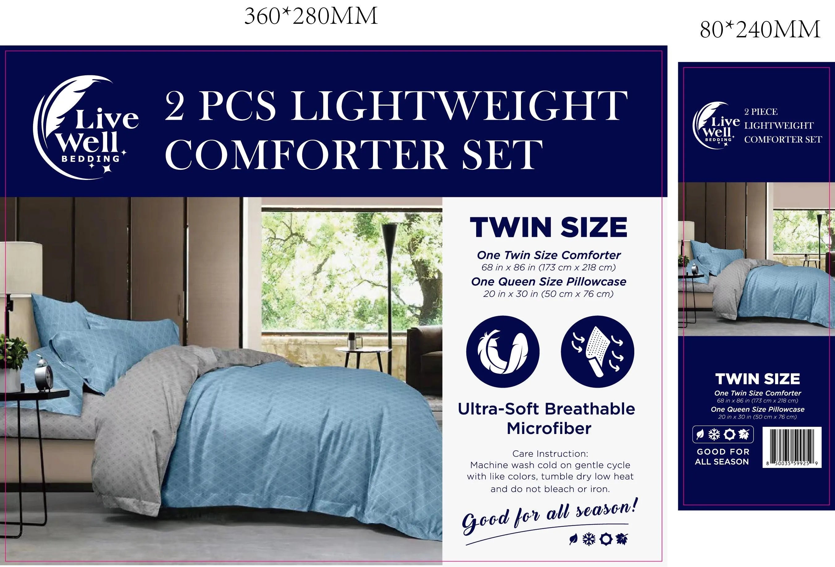 LiveWell Bedding 3 Piece Lightweight Comforter Set (6 Styles) - PremiumBrandGoods