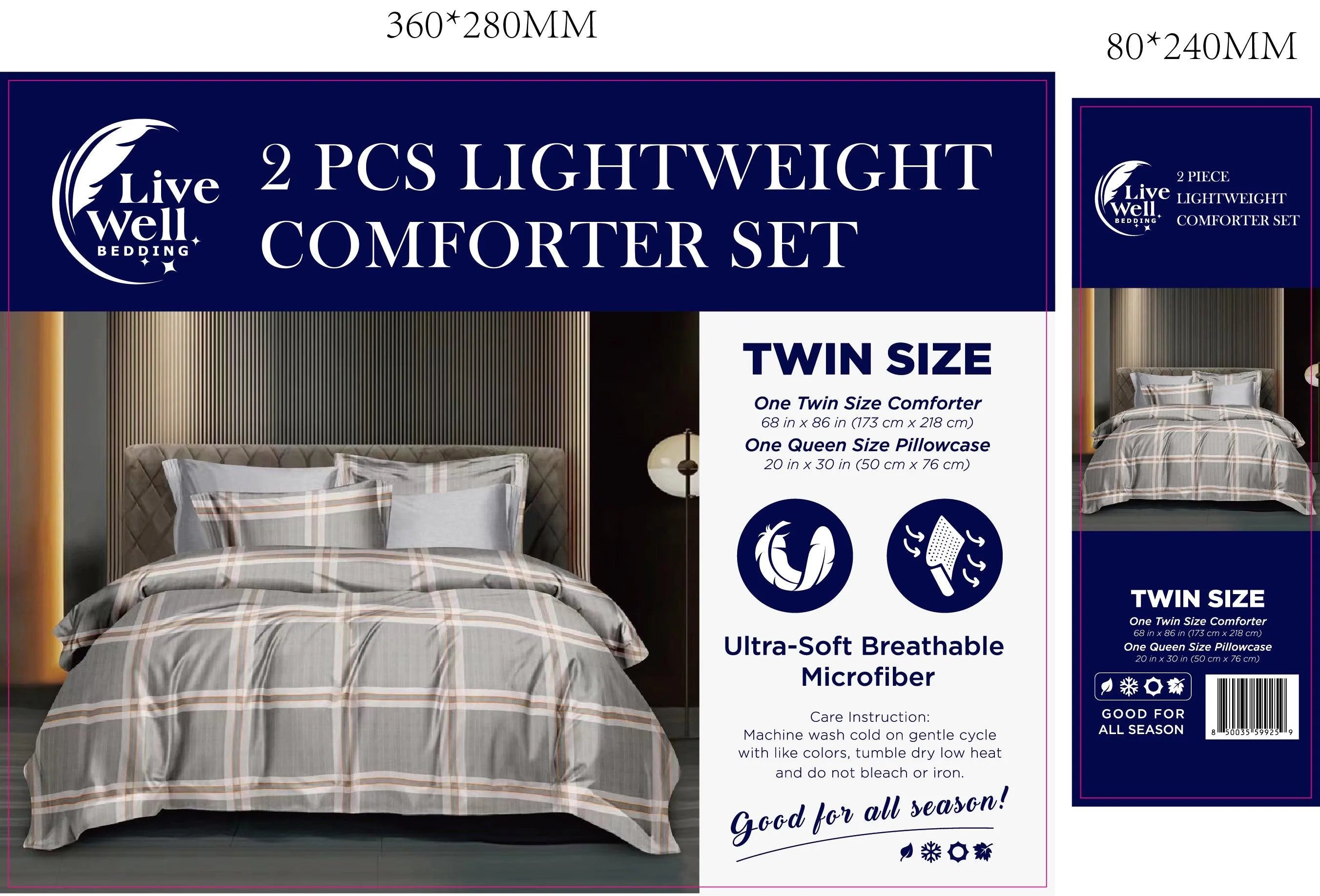LiveWell Bedding 3 Piece Lightweight Comforter Set (6 Styles) - PremiumBrandGoods