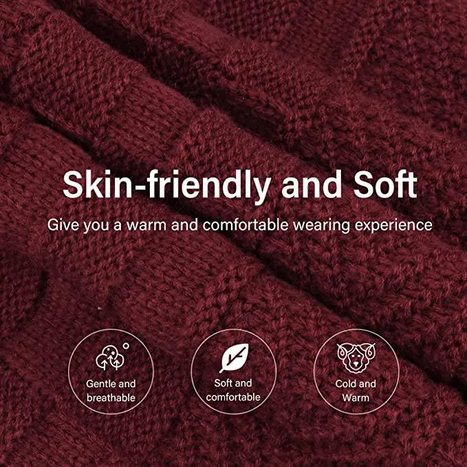 Mens Womens Winter Beanie Hat Scarf Set Warm Knit Hat Thick Fleece Lined Winter Cap Neck Warmer for Men Women - PremiumBrandGoods