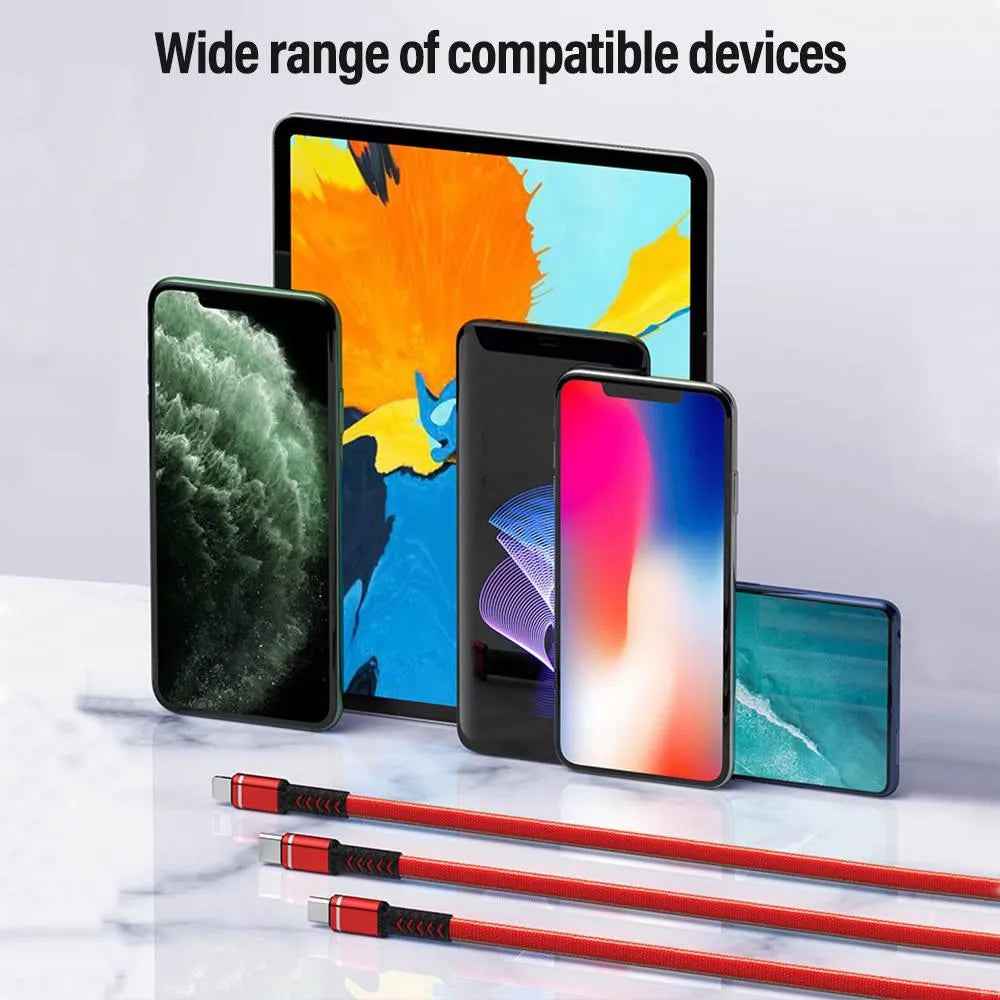 PBG 3-in-1 Fast Charging Cable with LED Display Wall Charger