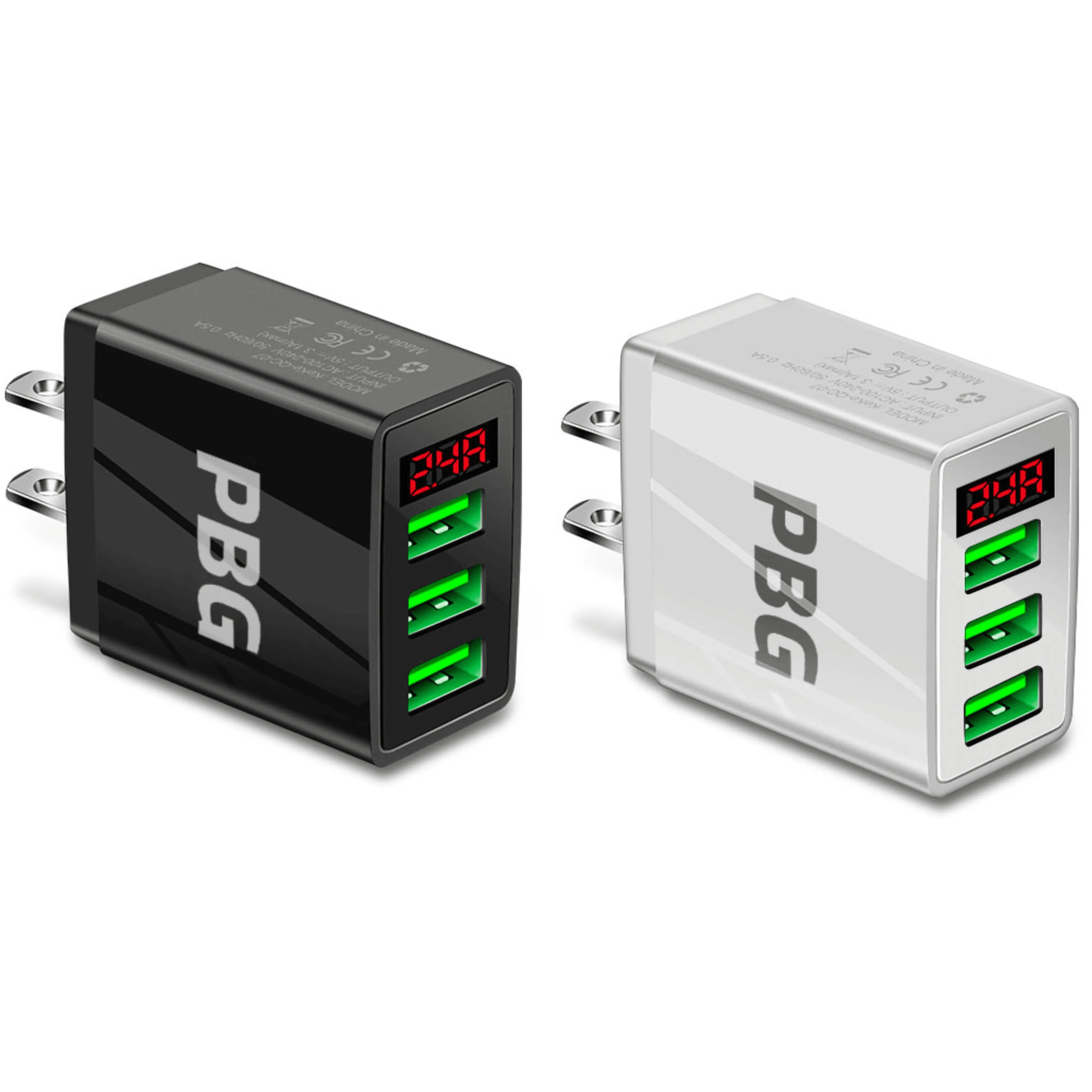 PBG 3 Port Wall Charger with LED Voltage Display Charge 3 Devices at once! - PremiumBrandGoods