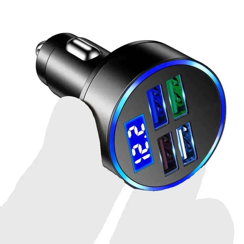 PBG 4-Port USB Car Charger with LED Voltage Display - Universal & Fast