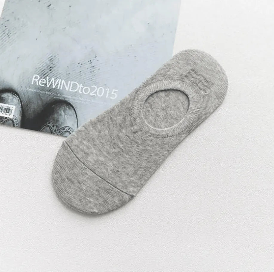 Grey Cotton No Show Socks for Women