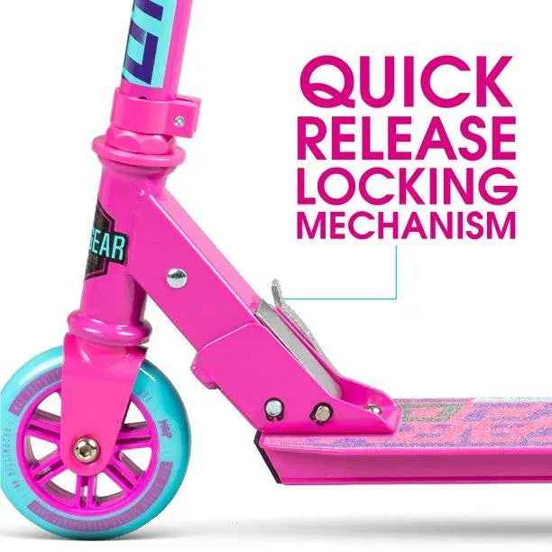 Purple Pink Teal - Folding Aluminum Kick Scooter - Suits Girls Ages 3+ Max Rider Weight 146 lbs