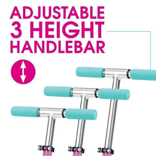 Purple Pink Teal - Folding Aluminum Kick Scooter - Suits Girls Ages 3+ Max Rider Weight 146 lbs